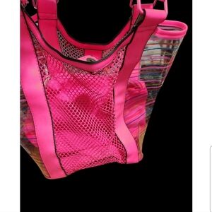 Bright Pink Clear Pvc Tote Wit Zippered Bag Liner